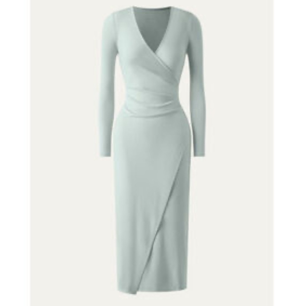 OGL Elegant Wrap Dress in Light Gray